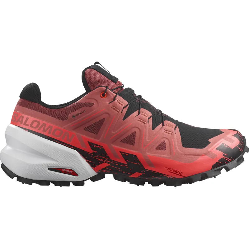 Salomon Spikecross 6 GTX Unisex Trail/Fell Running Shoe in Cow Hide/Black/Fiery Coral